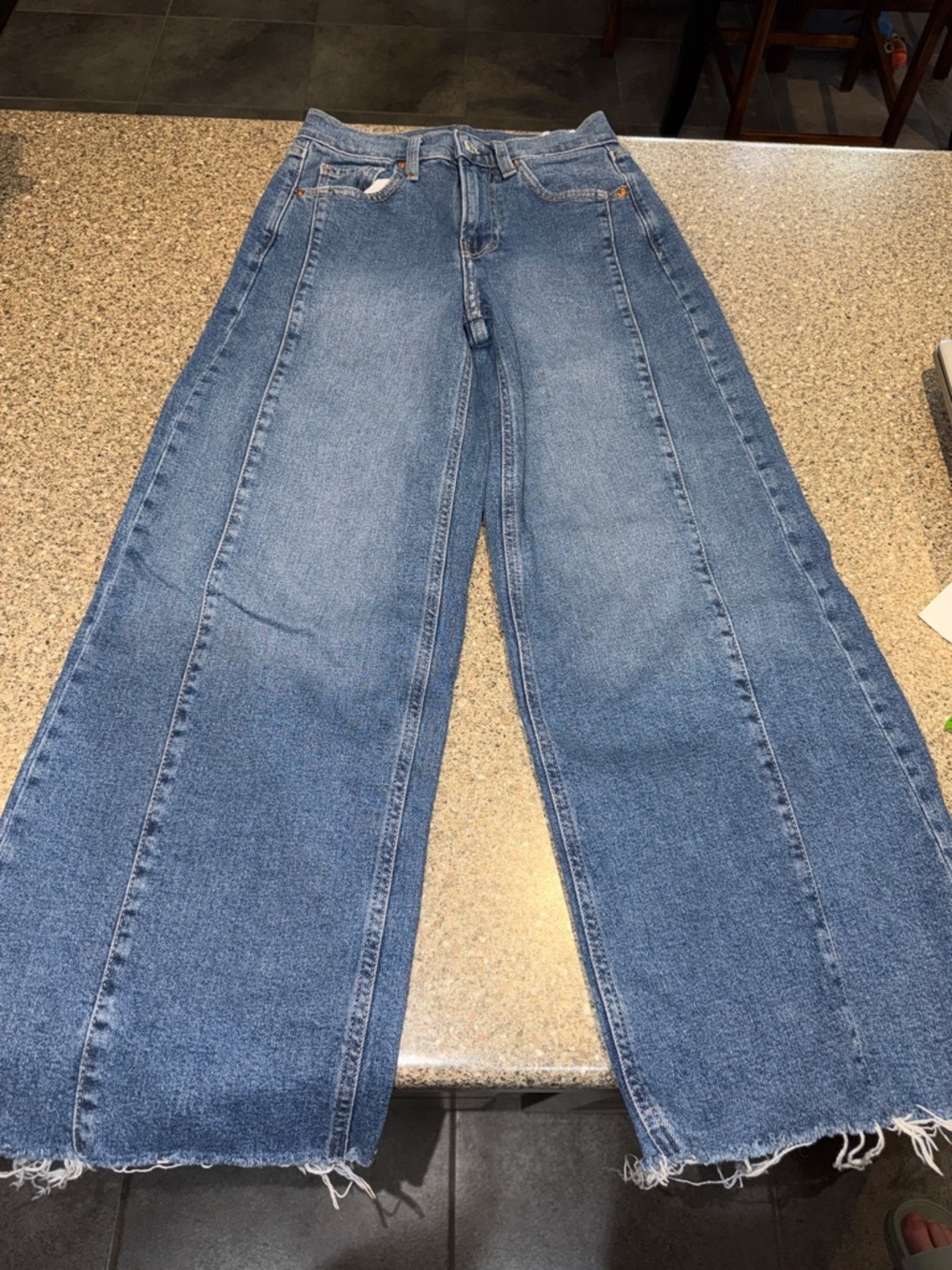 Gap High-Waist Wide Leg Raw Hem Jeans